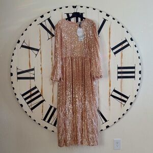 NWT ANTONIO MELANI Sparkling Rose Gold Dress